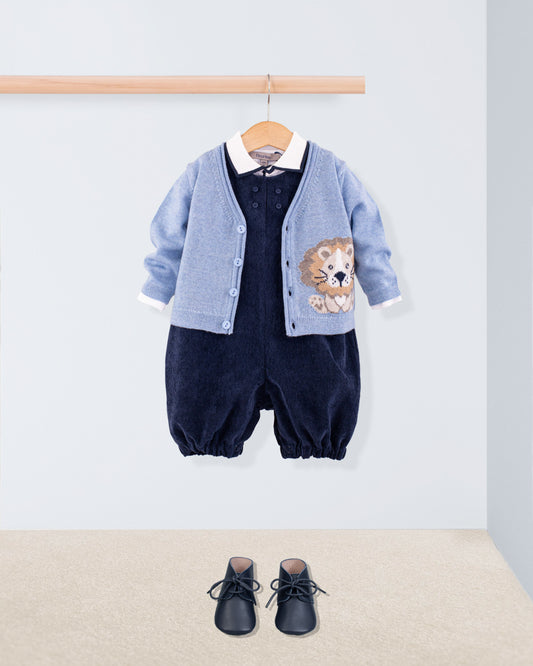 Léon Light Blue Mélange Wool Cardigan - Sweater