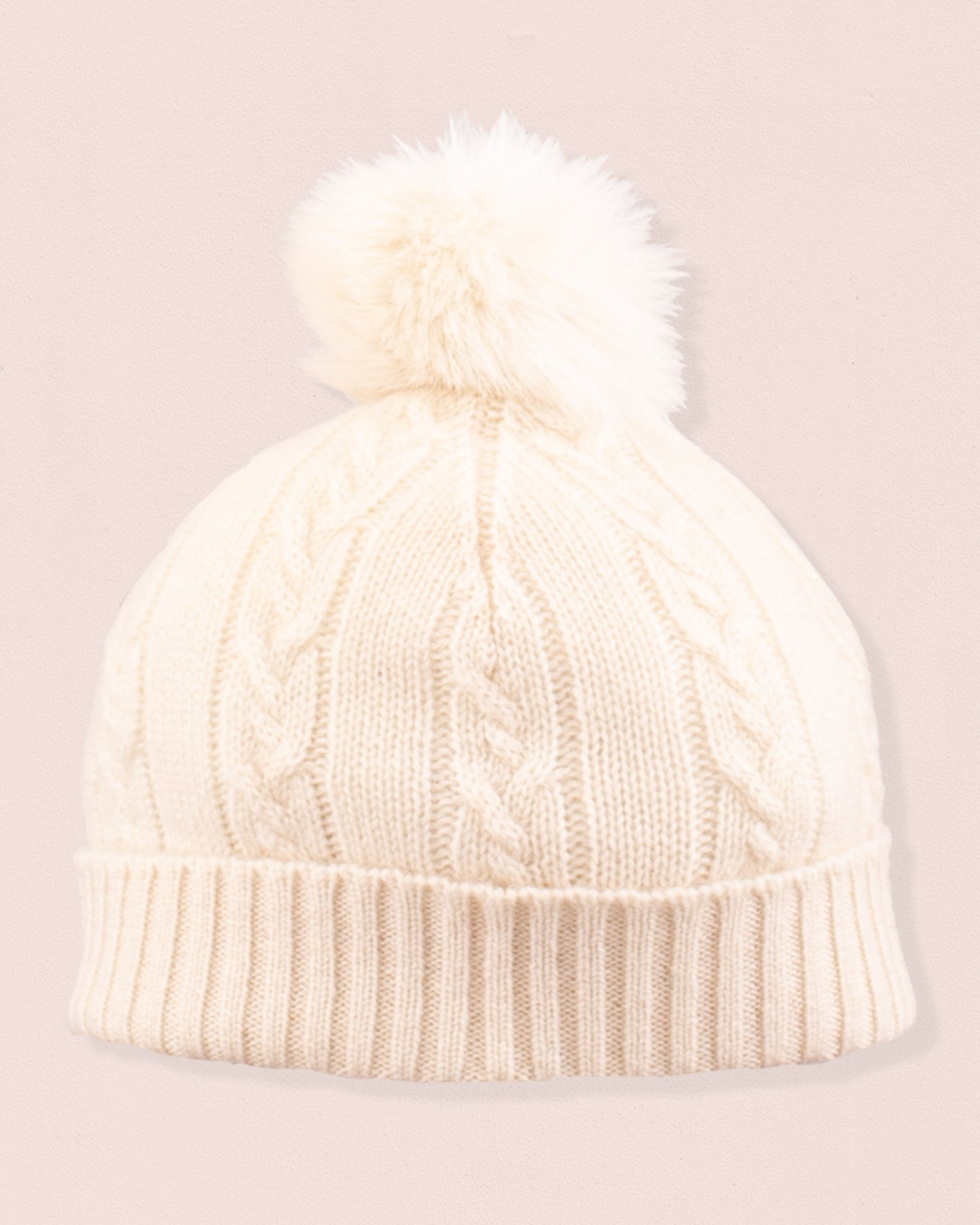 Cashmere Cream Fur Pom-Pom Hat - Hat