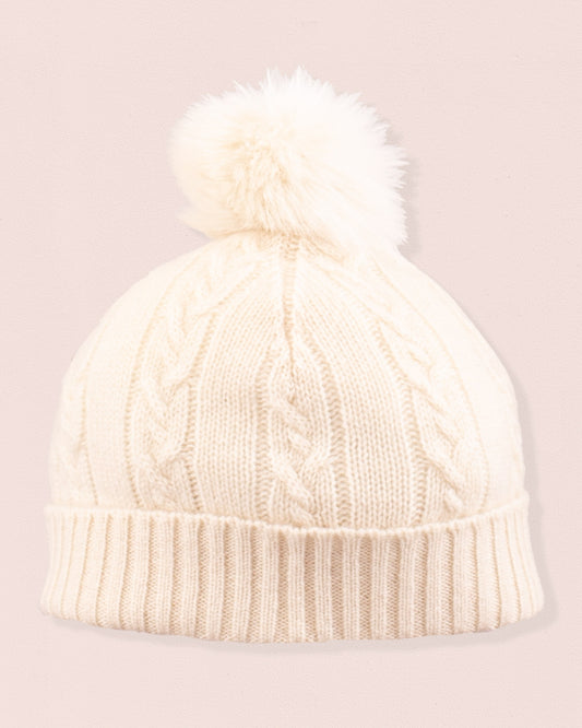 Cashmere Cream Fur Pom-Pom Hat - Hat