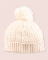 Cashmere Cream Fur Pom-Pom Hat