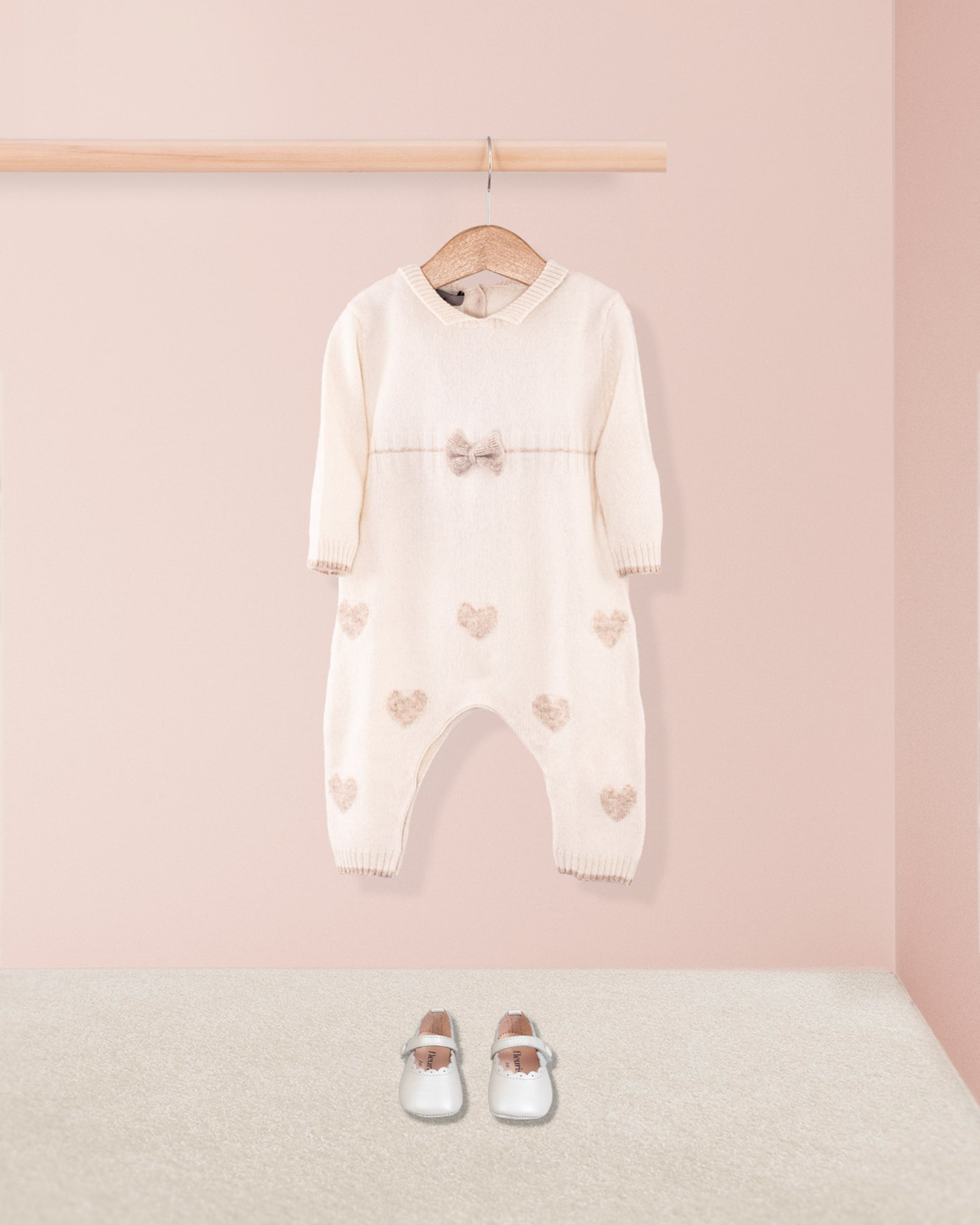 Valentine Cream Hearts Cashmere Romper - Romper