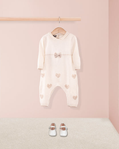 Valentine Cream Hearts Cashmere Romper - Romper