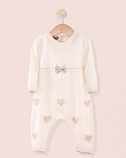 Valentine Cream Hearts Cashmere Romper - Romper