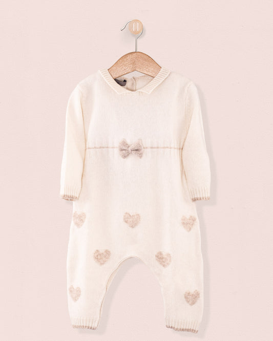Valentine Cream Hearts Cashmere Romper - Romper