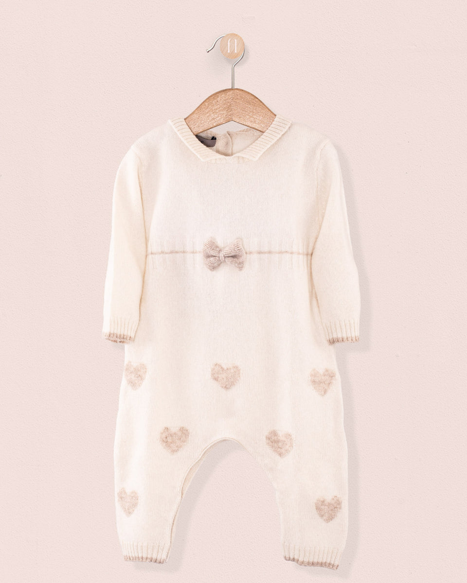 Valentine Cream Hearts Cashmere Romper