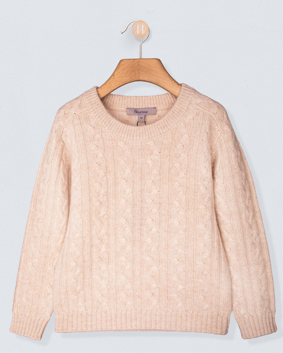 St.Moritz Oatmeal Cashmere Cable Sweater