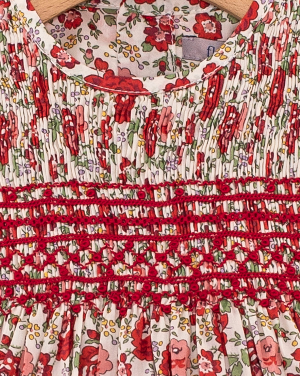 Camilla Liberty Red Rosebud Smocked Bubble - Romper