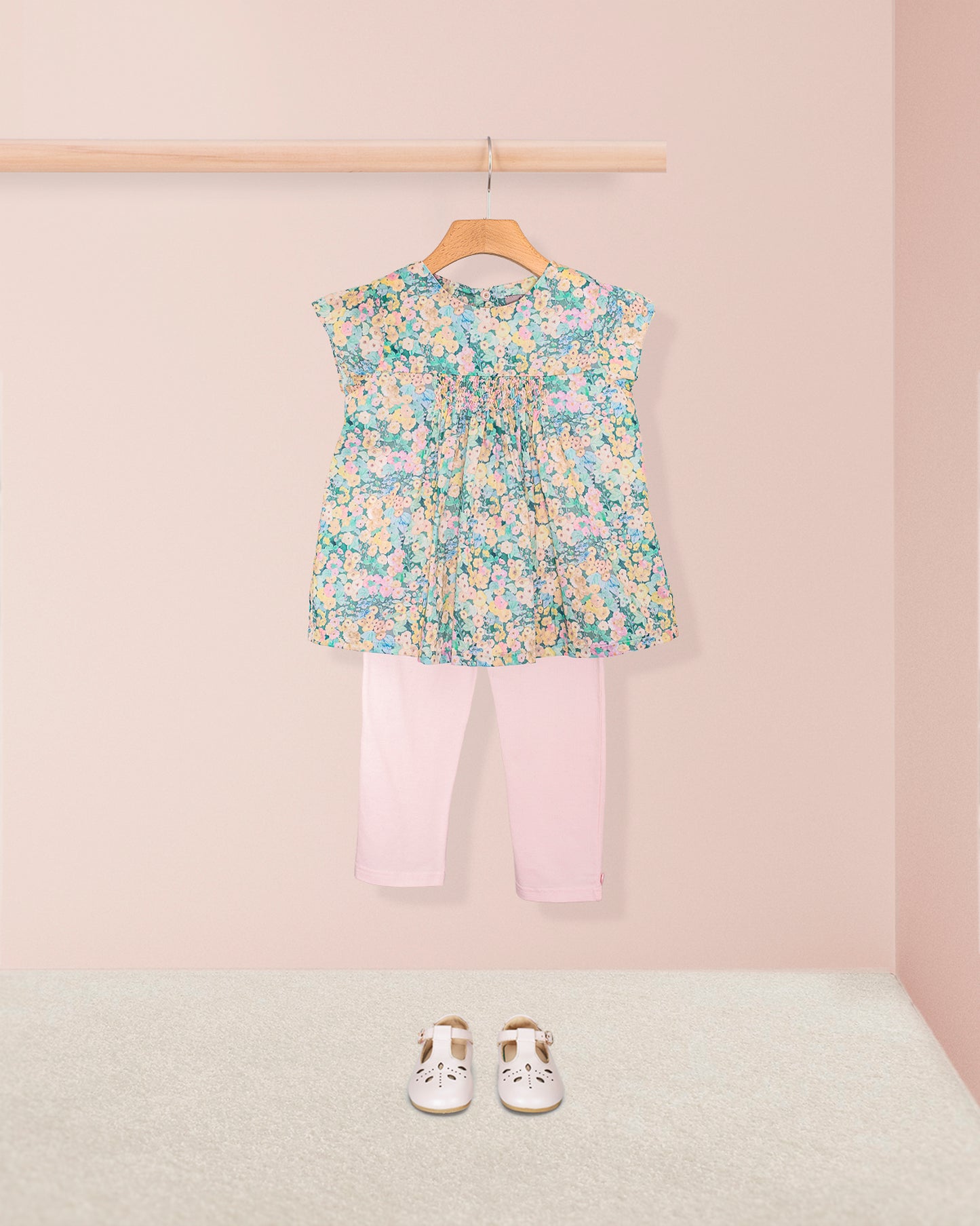 Chérie Liberty Hollyhocks Moss Tunic - Tunic