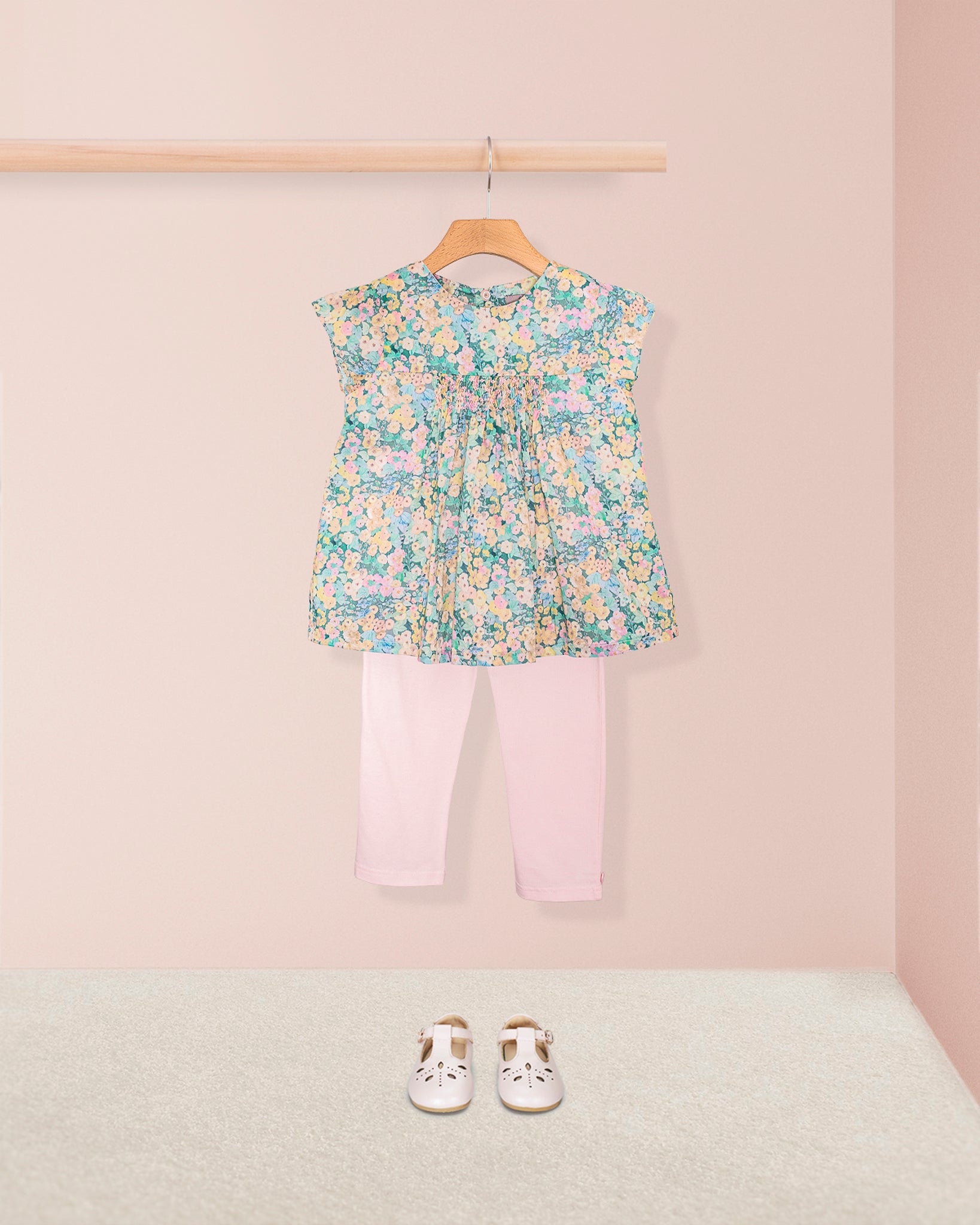 Chérie Liberty Hollyhocks Moss Tunic - Tunic