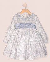 Colette Winter Blue Floral Smocked Dress