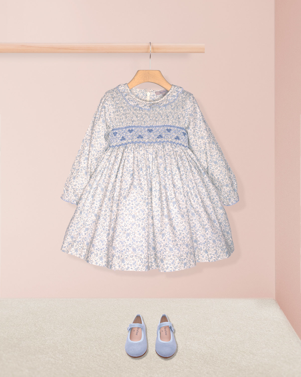 Colette Winter Blue Floral Smocked Dress