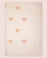 Hearts Cream Cashmere Blanket