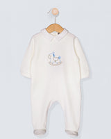 Off White Italian Velour Rocking Horse Footie