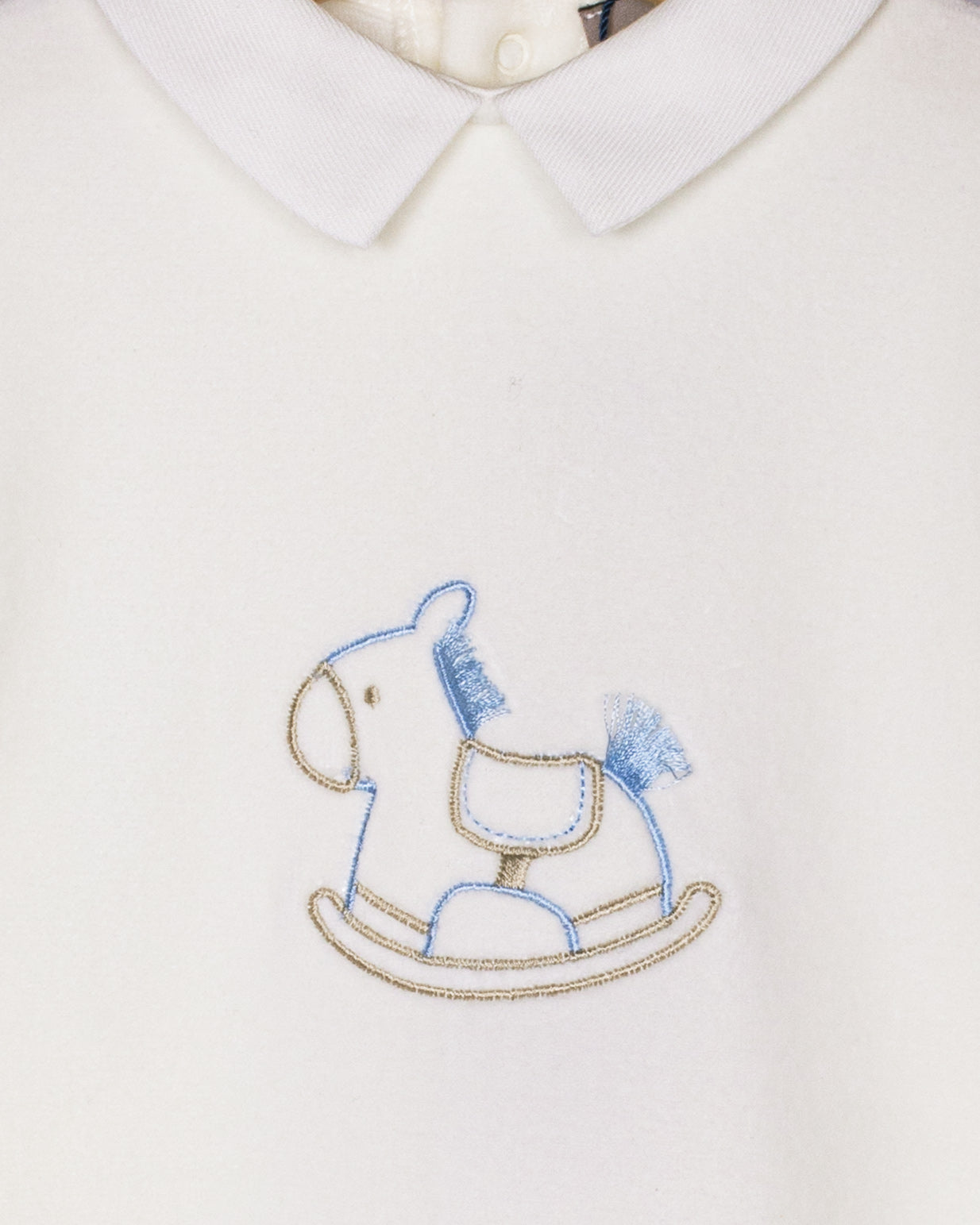 Off White Italian Velour Rocking Horse Footie