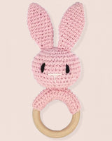 Crocheted Bunny Pink Rattle Toy
