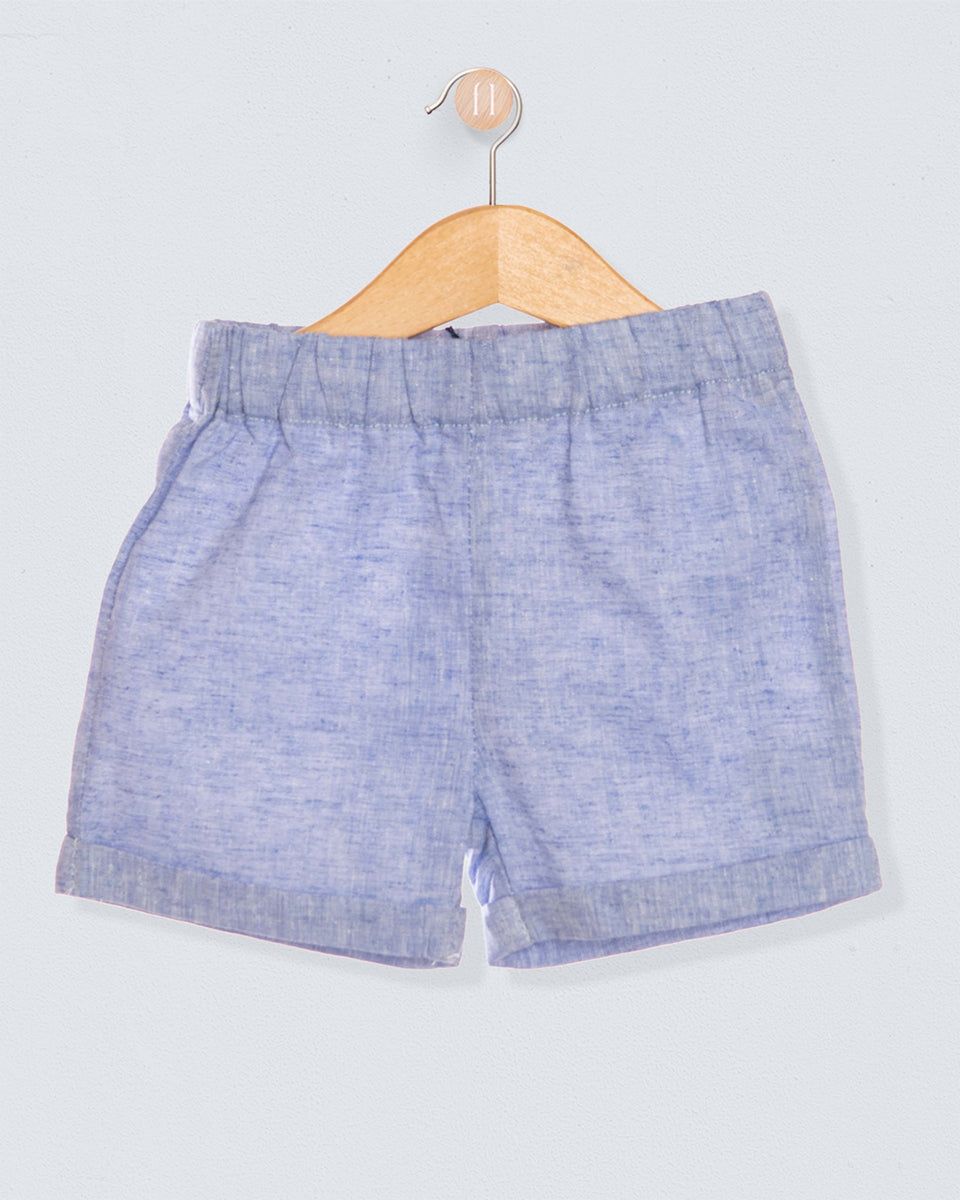 Cuff Short Italian Jean Blue Linen