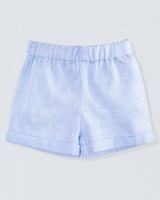 Cuff Short Italian Pastel Blue Linen