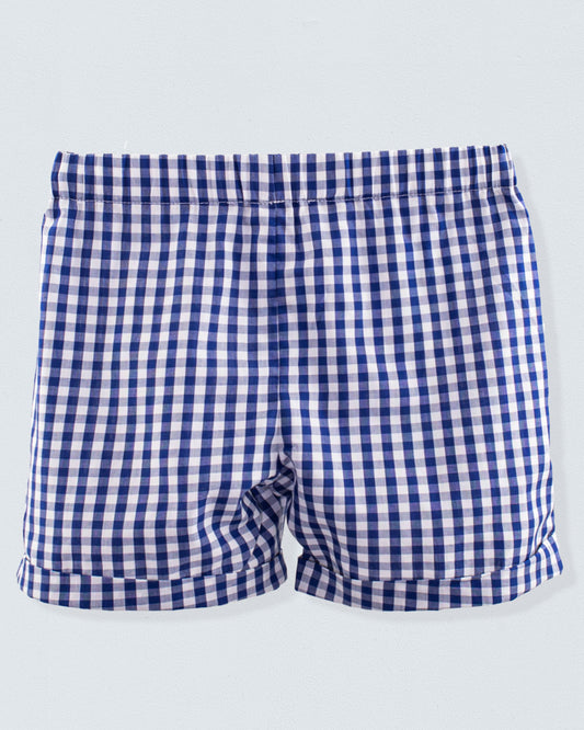 Cuff Short Large Navy Gingham - Pant