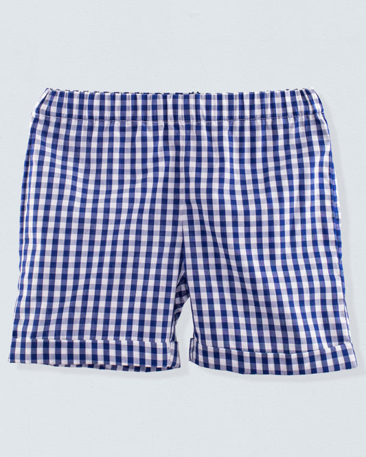 Cuff Short Large Navy Gingham - Pant