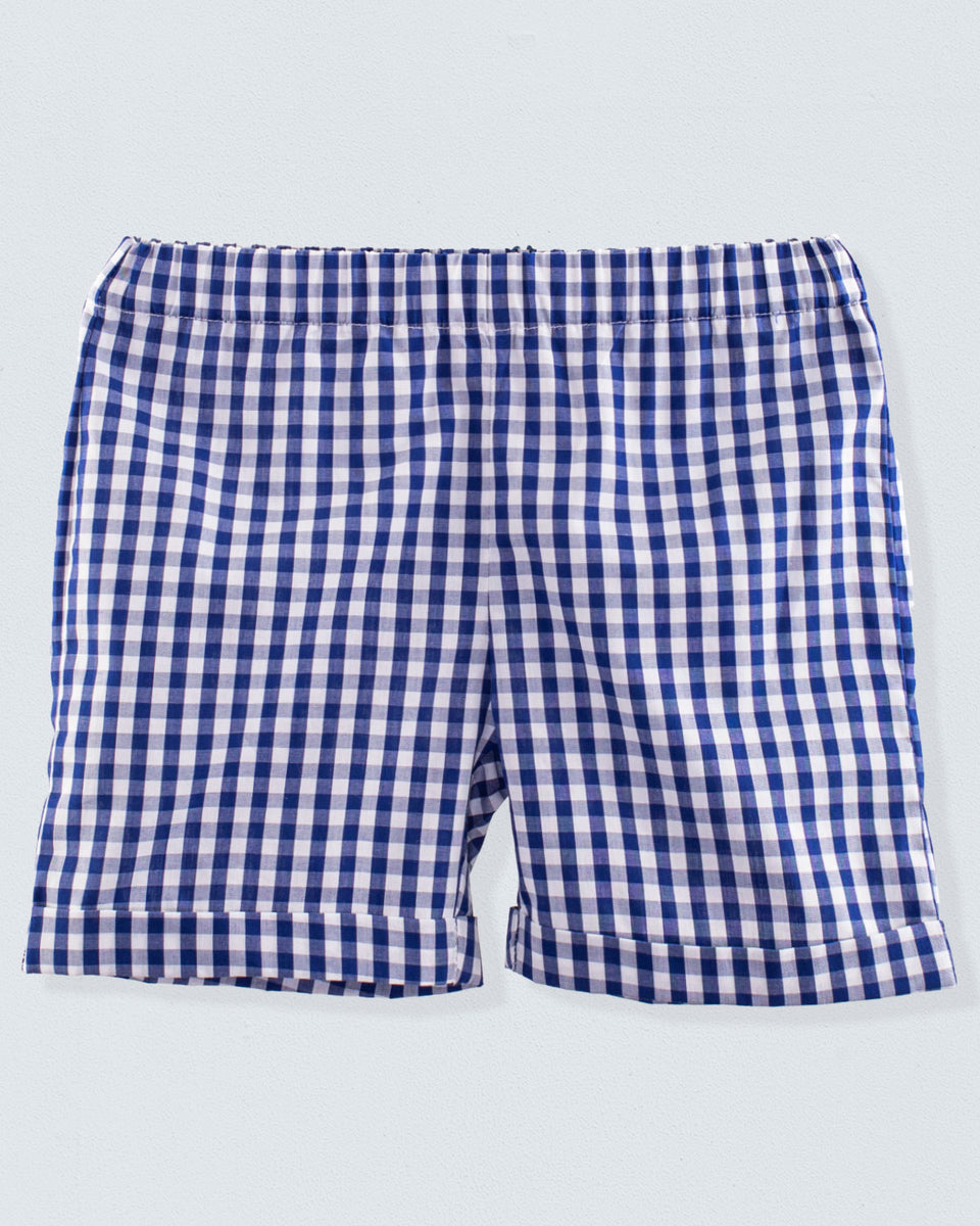 Cuff Short Large Navy Gingham