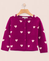 Madeleine Cyclam Hearts Wool Cardigan