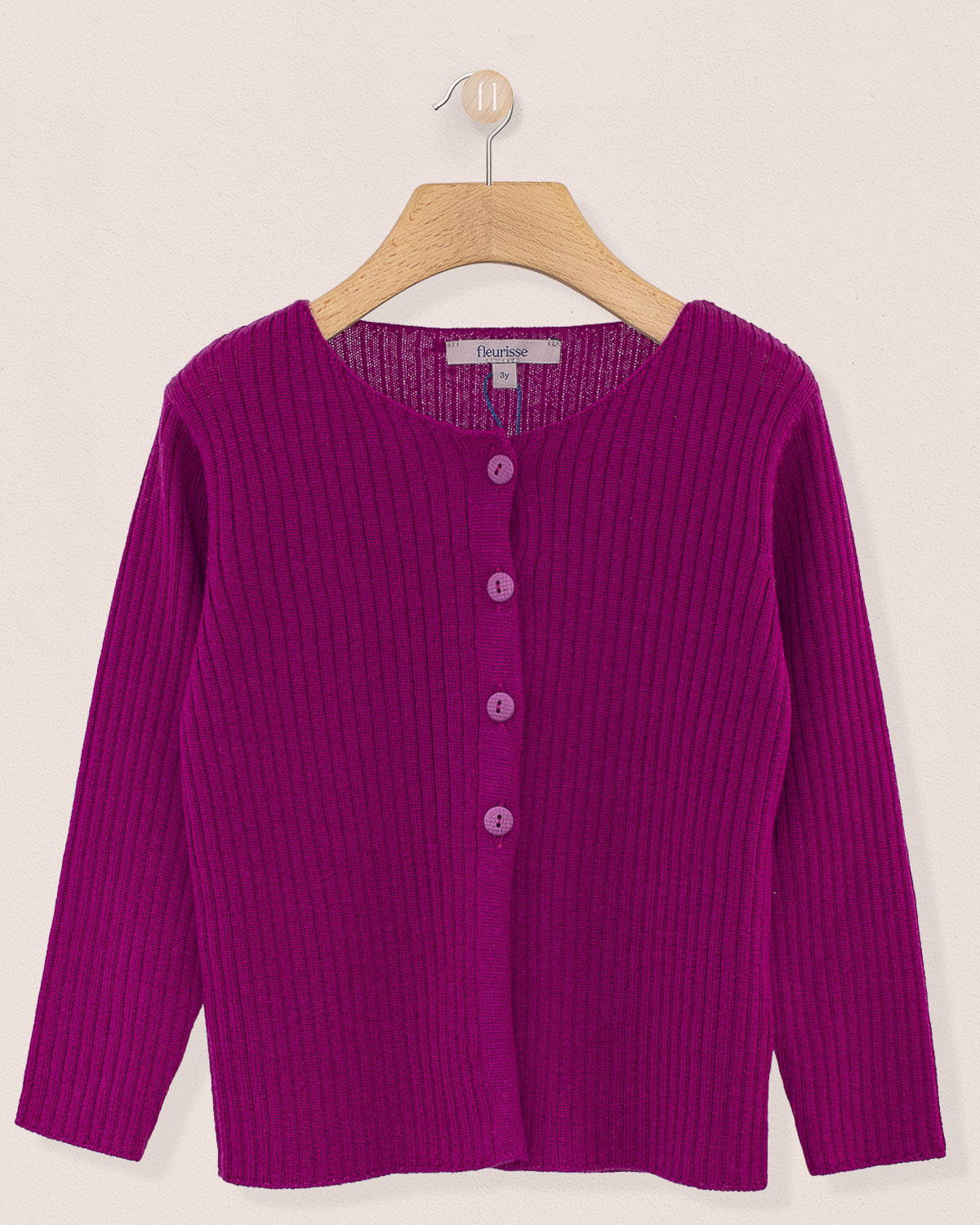 Ribbed Cyclam Cardigan - Cardigan