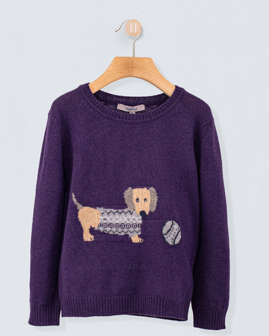 Dachshund Eggplant Mélange Sweater - Sweater