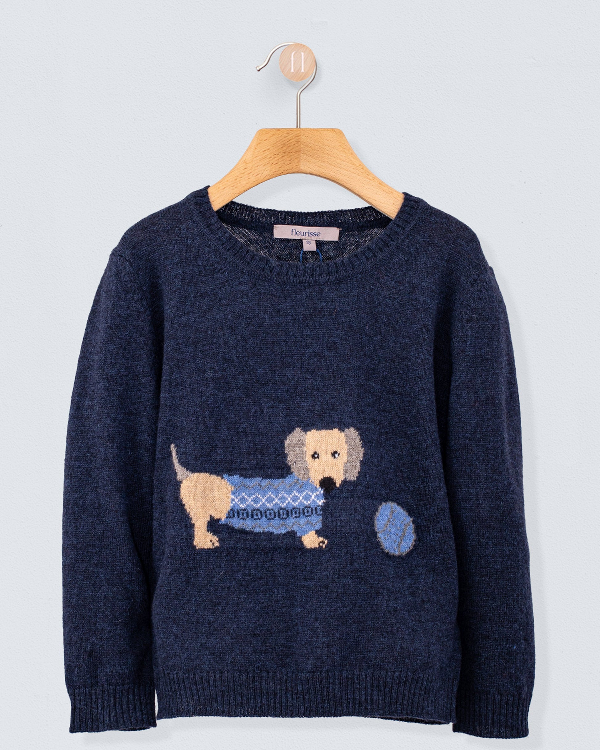 Dachshund Navy Mélange Sweater - Sweater