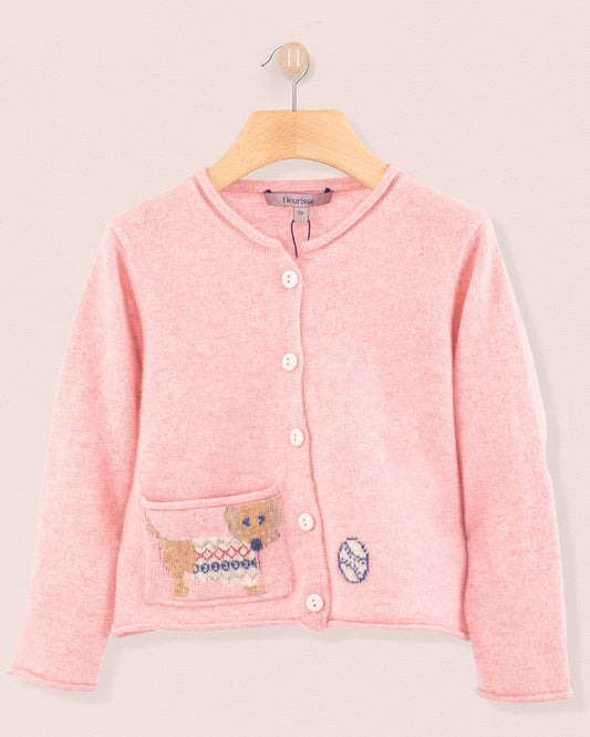 Puppy Cashmere Rose Cardigan - Cardigan
