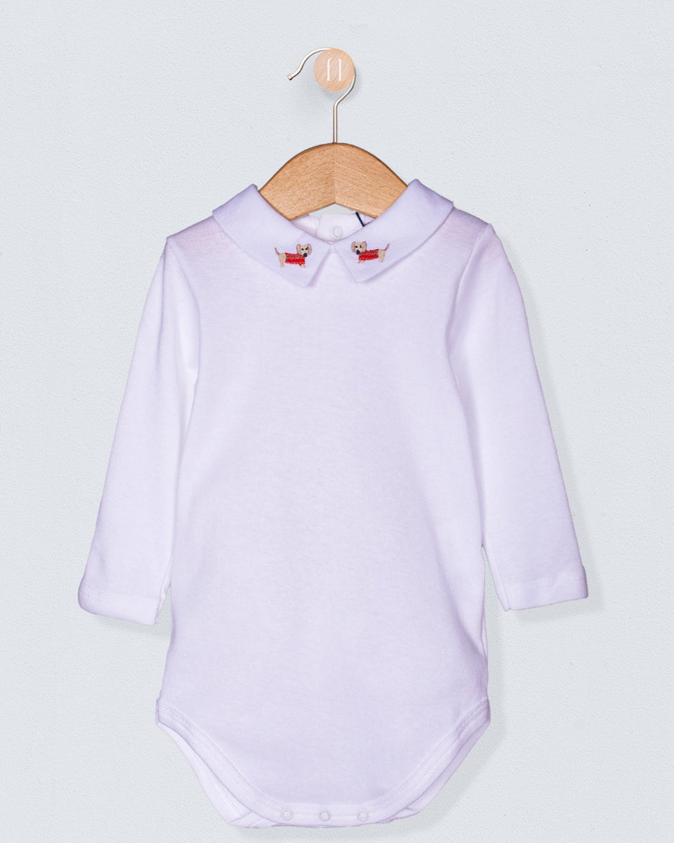 Italian Embroidered Dachshund Maple Onesie
