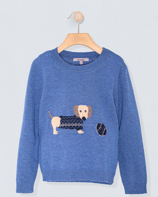 Dachshund Horizon Blue Mélange Sweater - Sweater