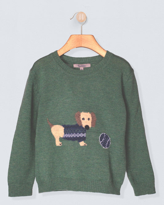 Dachshund Mist Green Mélange Sweater