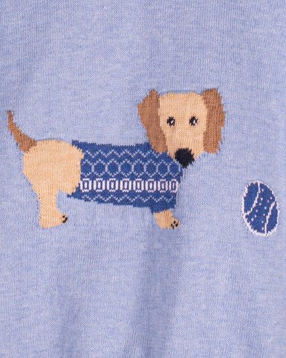 Dachshund Sky Blue Cotton Sweater - Sweater