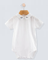 Andreas Onesie with Embroidered Light Blue Dachshund Collar