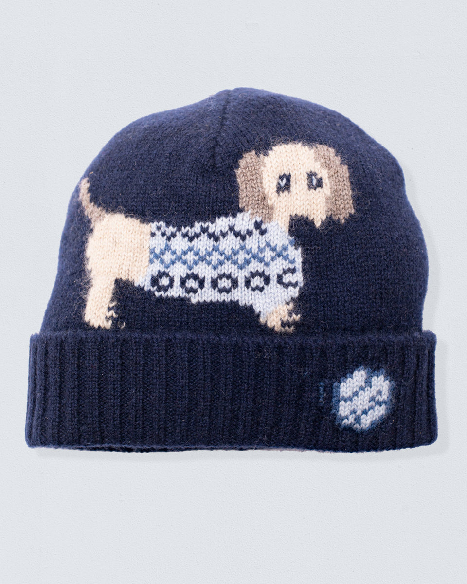 Dachshund Navy Cashmere Hat