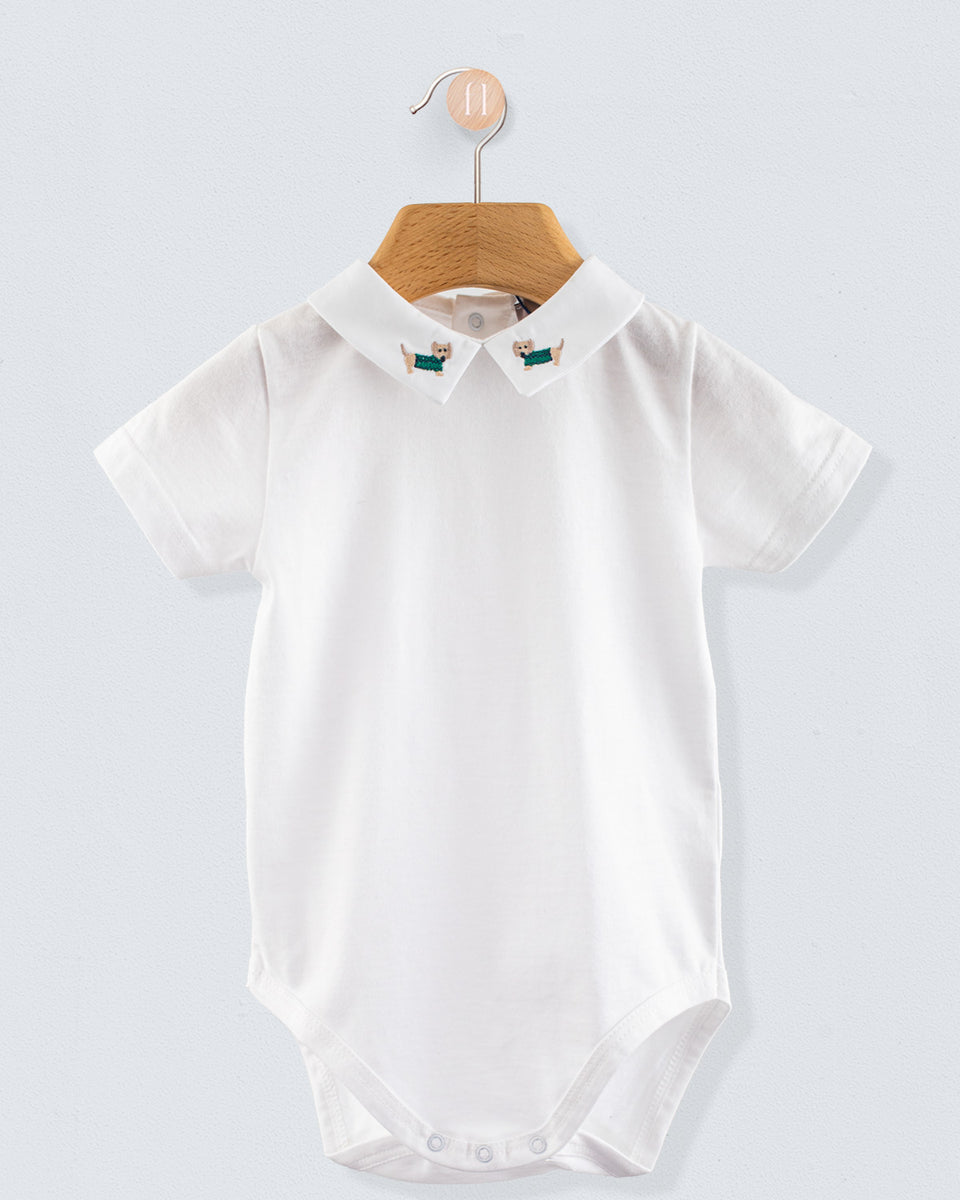 Andreas Onesie Embroidered Sage Dachshund