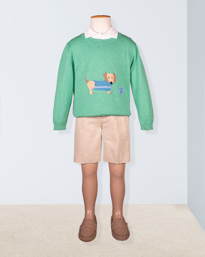 Dachshund Seafoam Green Cotton Sweater - Sweater