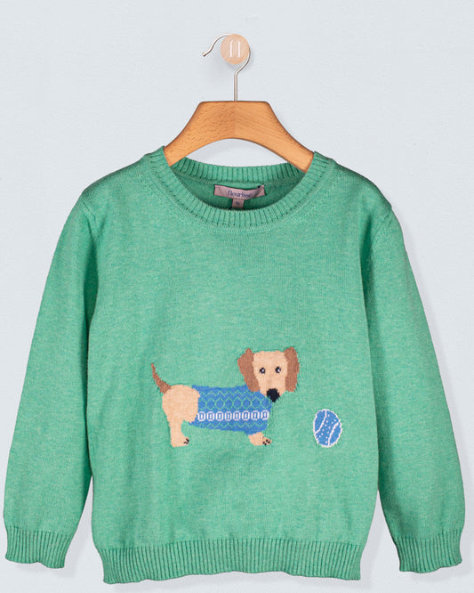 Dachshund Seafoam Green Cotton Sweater - Sweater