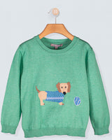 Dachshund Seafoam Green Cotton Sweater
