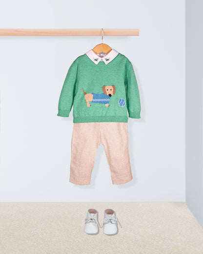 Dachshund Seafoam Green Cotton Sweater - Sweater