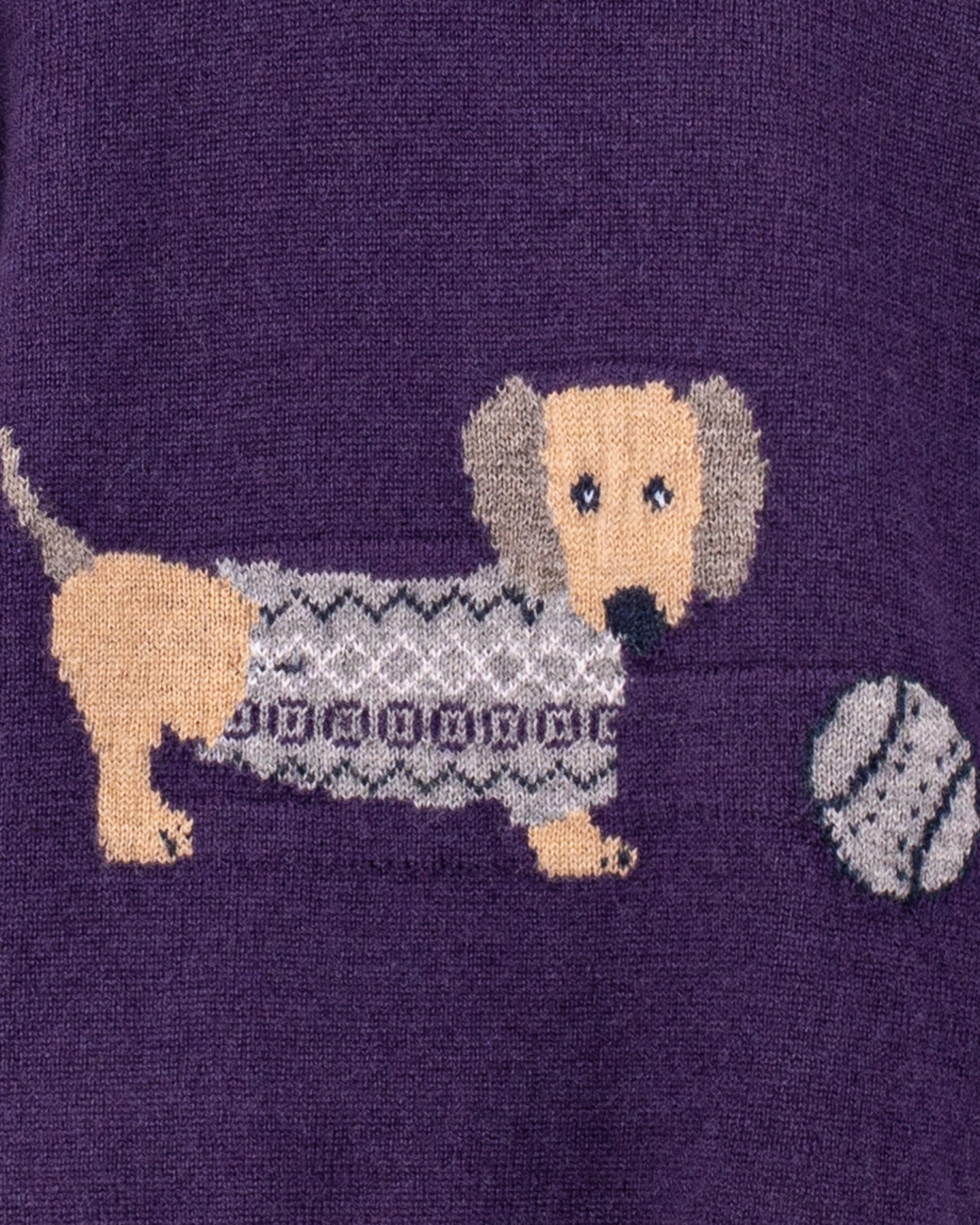 Dachshund Eggplant Mélange Sweater - Sweater