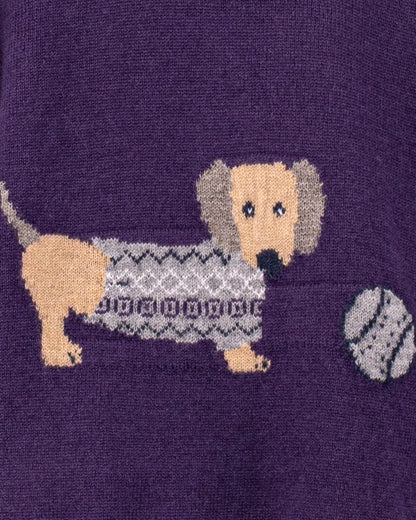 Dachshund Eggplant Mélange Sweater - Sweater
