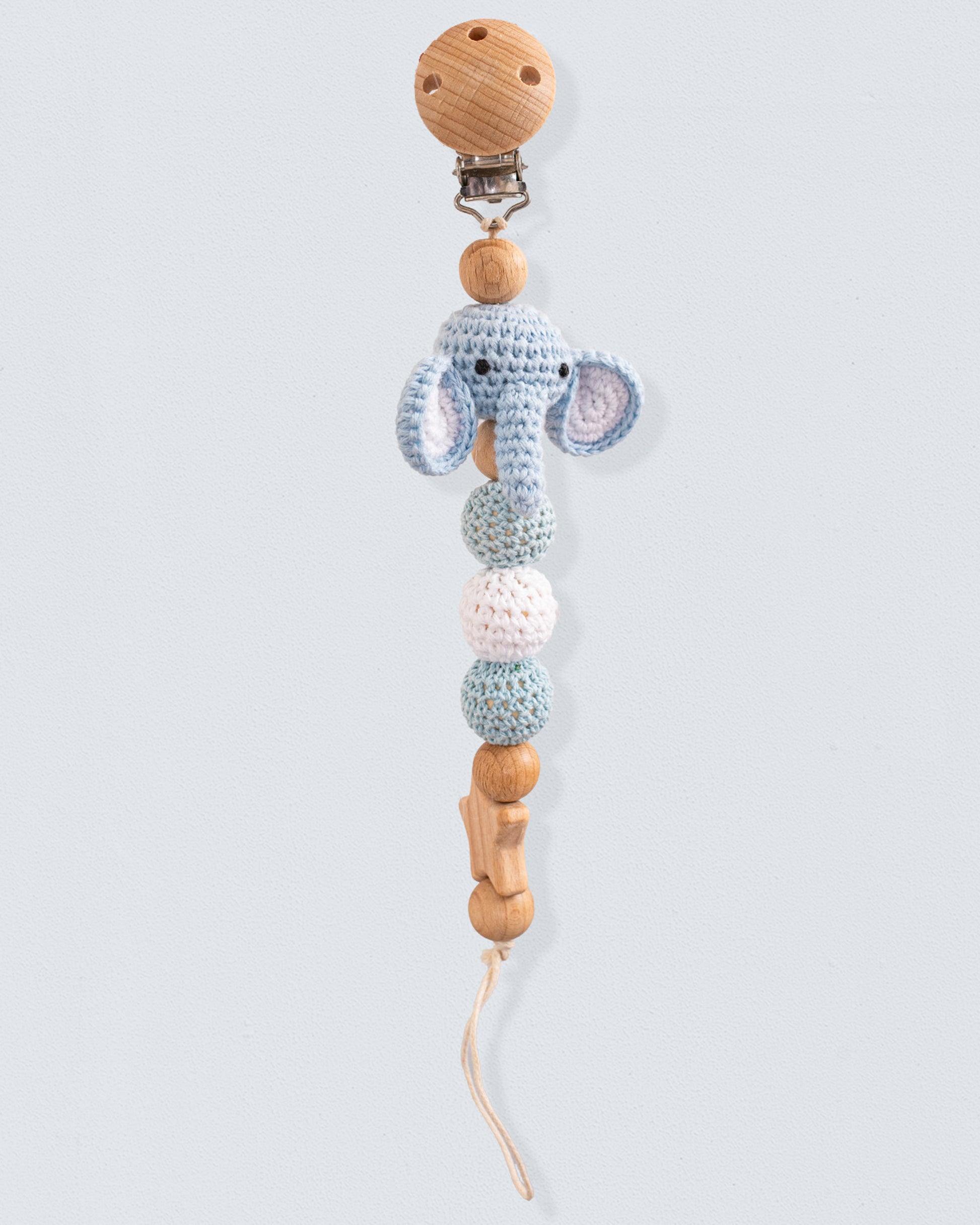 Elephant Crochet Pacifier Clip - Layette