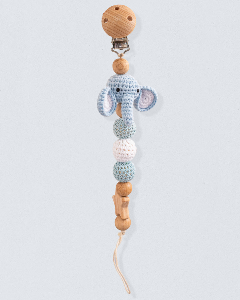 Pacifier Clip Crochet Elephant