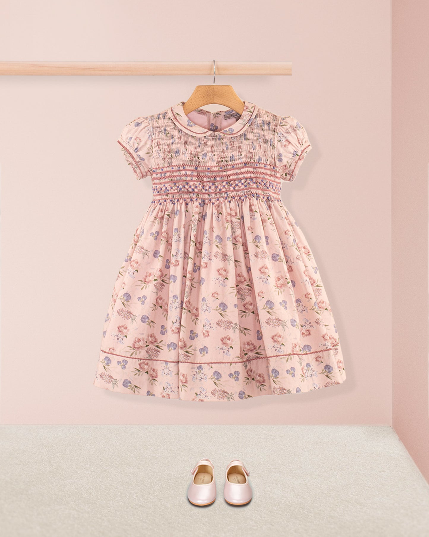 Emma Mauve Bouquet Twill - Smocked Dress