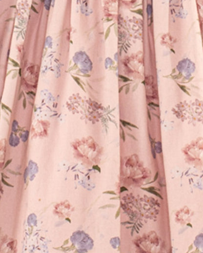 Emma Mauve Bouquet Twill - Smocked Dress