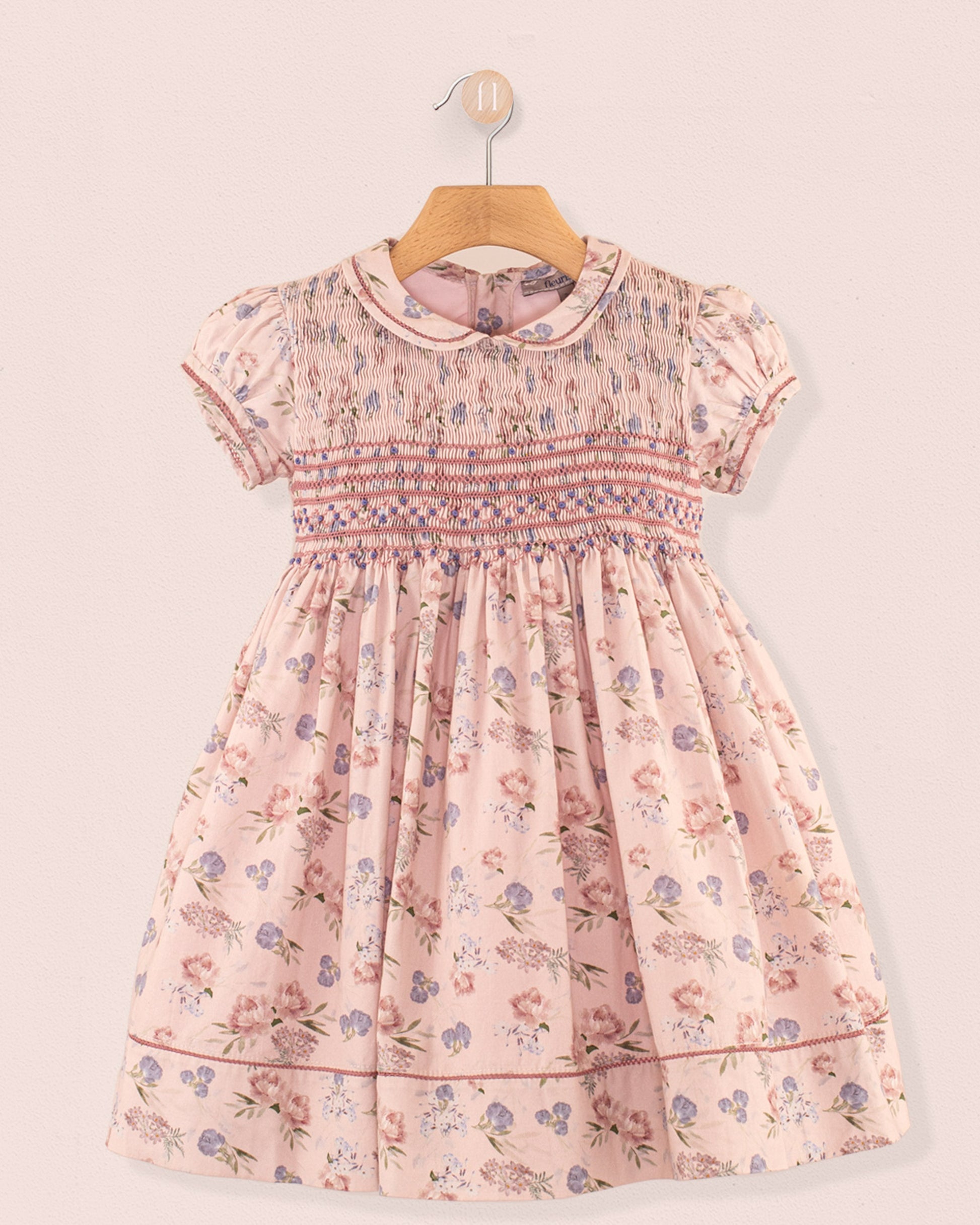Emma Mauve Bouquet Twill - Smocked Dress