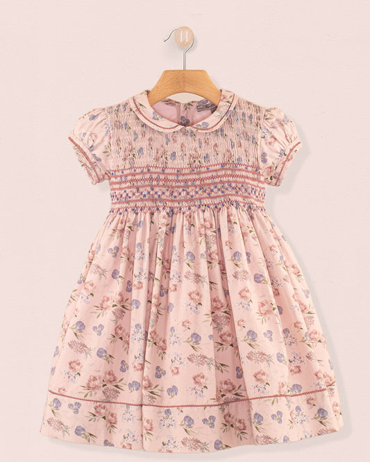 Emma Mauve Bouquet Twill - Smocked Dress