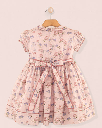 Emma Mauve Bouquet Twill - Smocked Dress