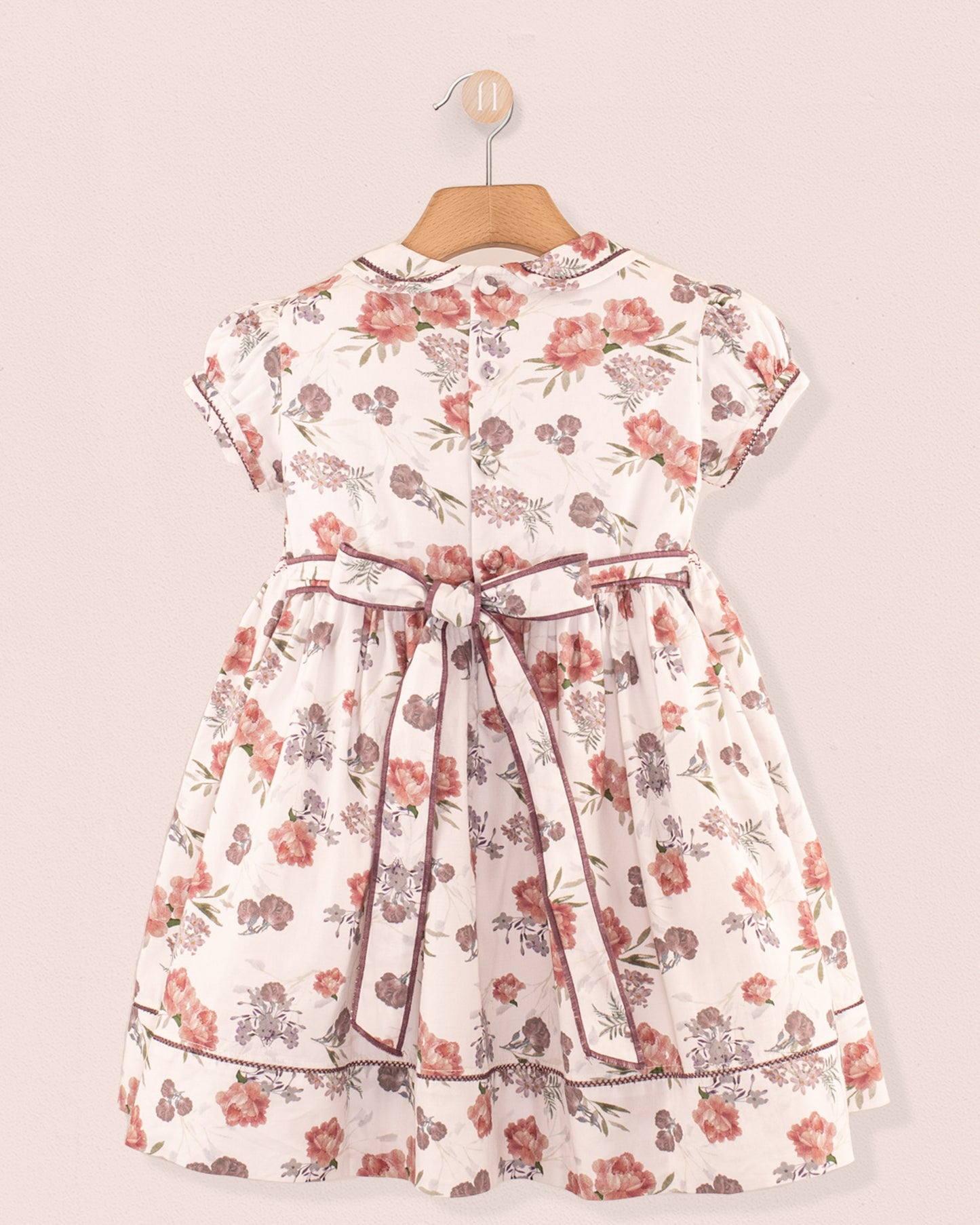 Emma White Bouquet Twill - Smocked Dress